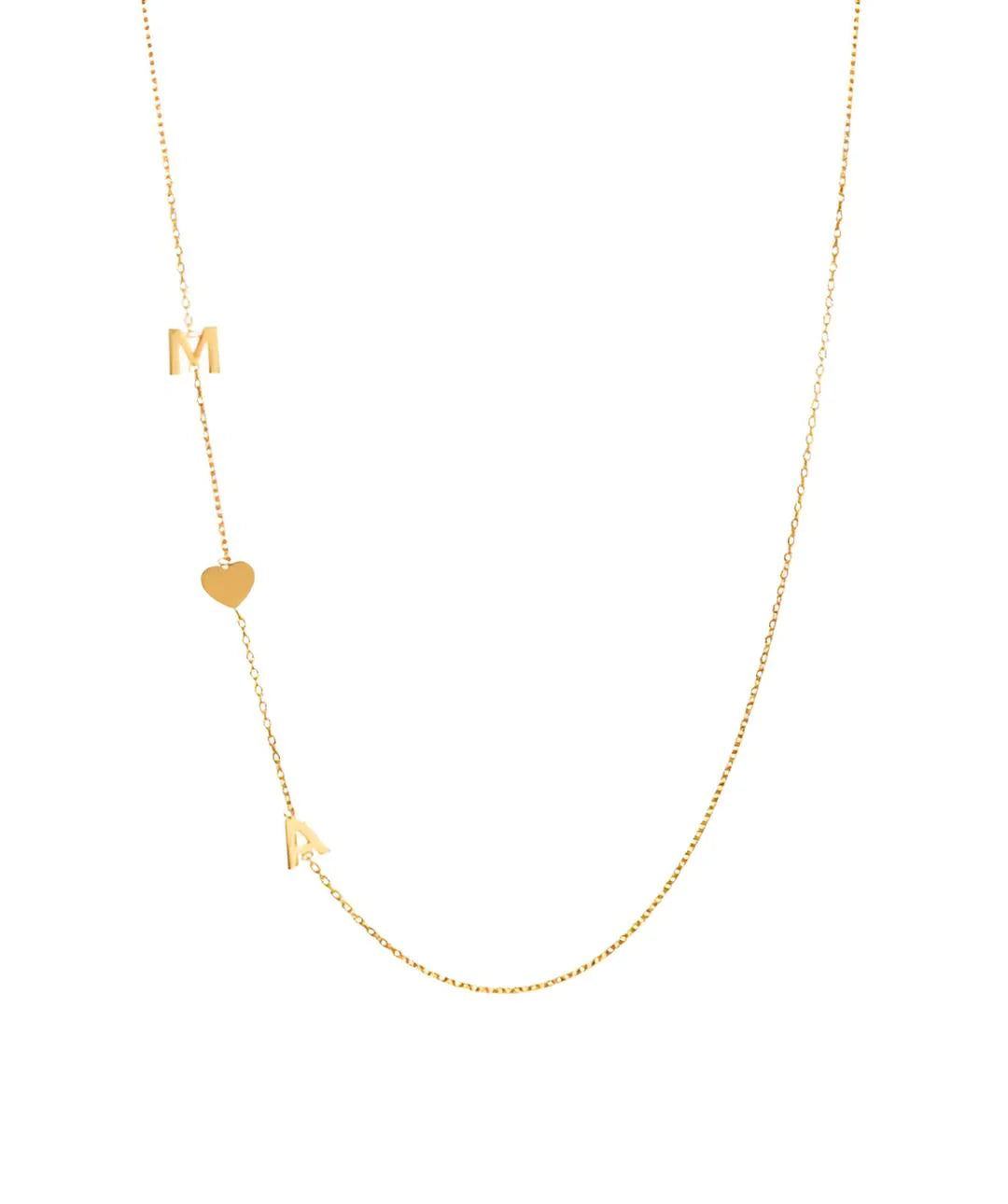 Collar Doble Inicial Corazón Oro 18K