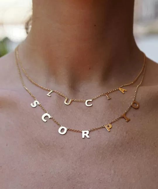 Collar Nombre Baño Oro