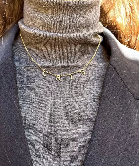 Collar Nombre Baño Oro Circonitas