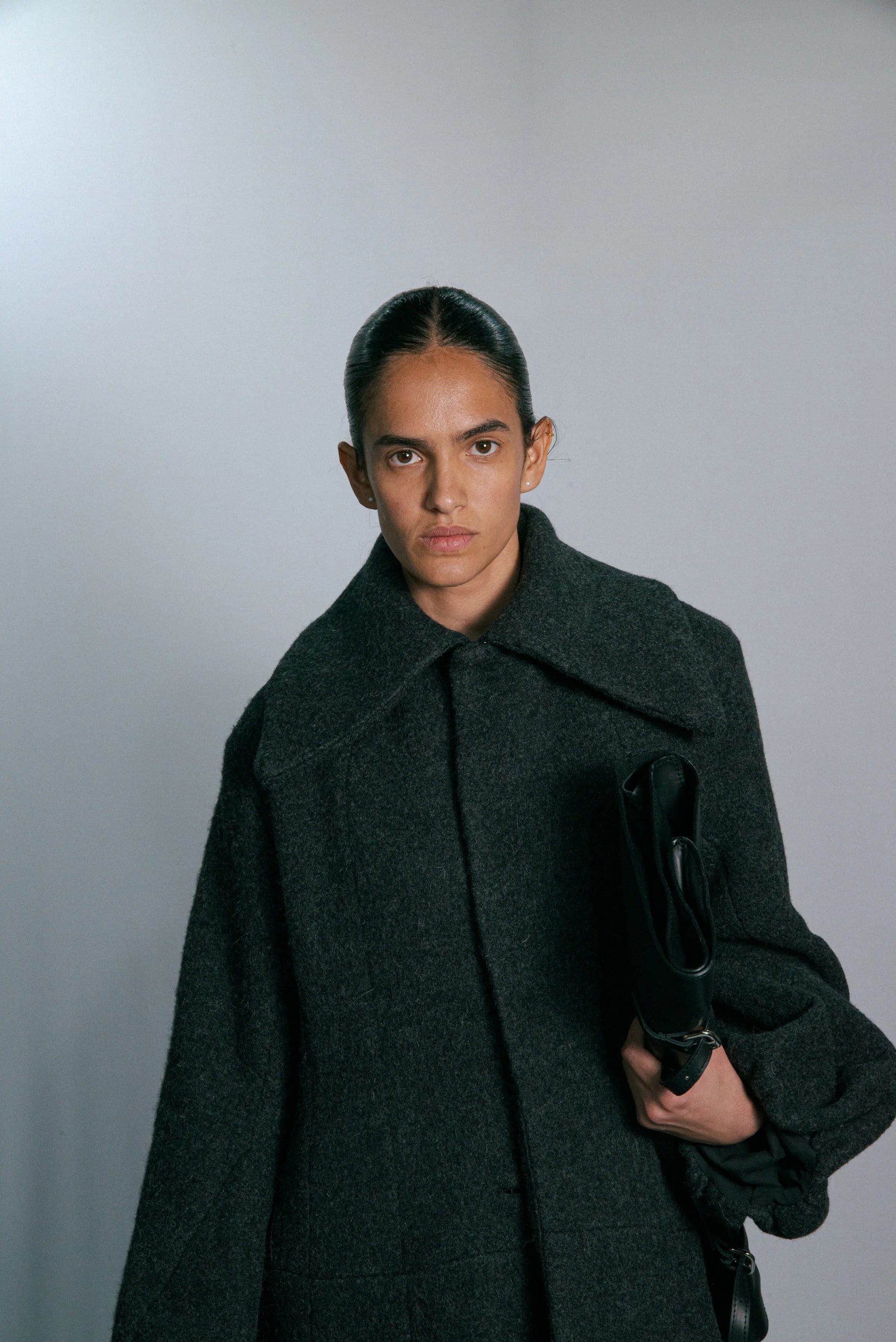 Black Wool Volume Coat