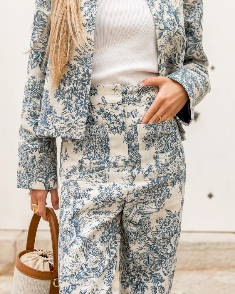 Pantalón Toile de Jouy Azul