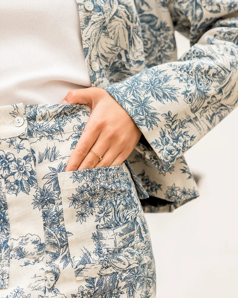 Pantalón Toile de Jouy Azul