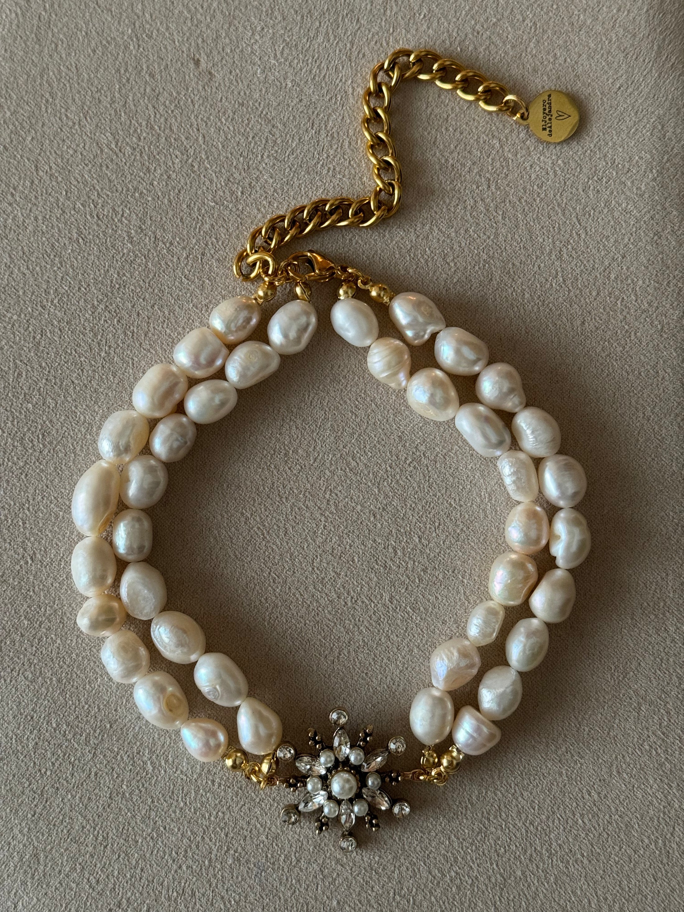 Choker RAÍCES Doblete de Perlas & Estrella Emperlada Tono Claro Precio habitual