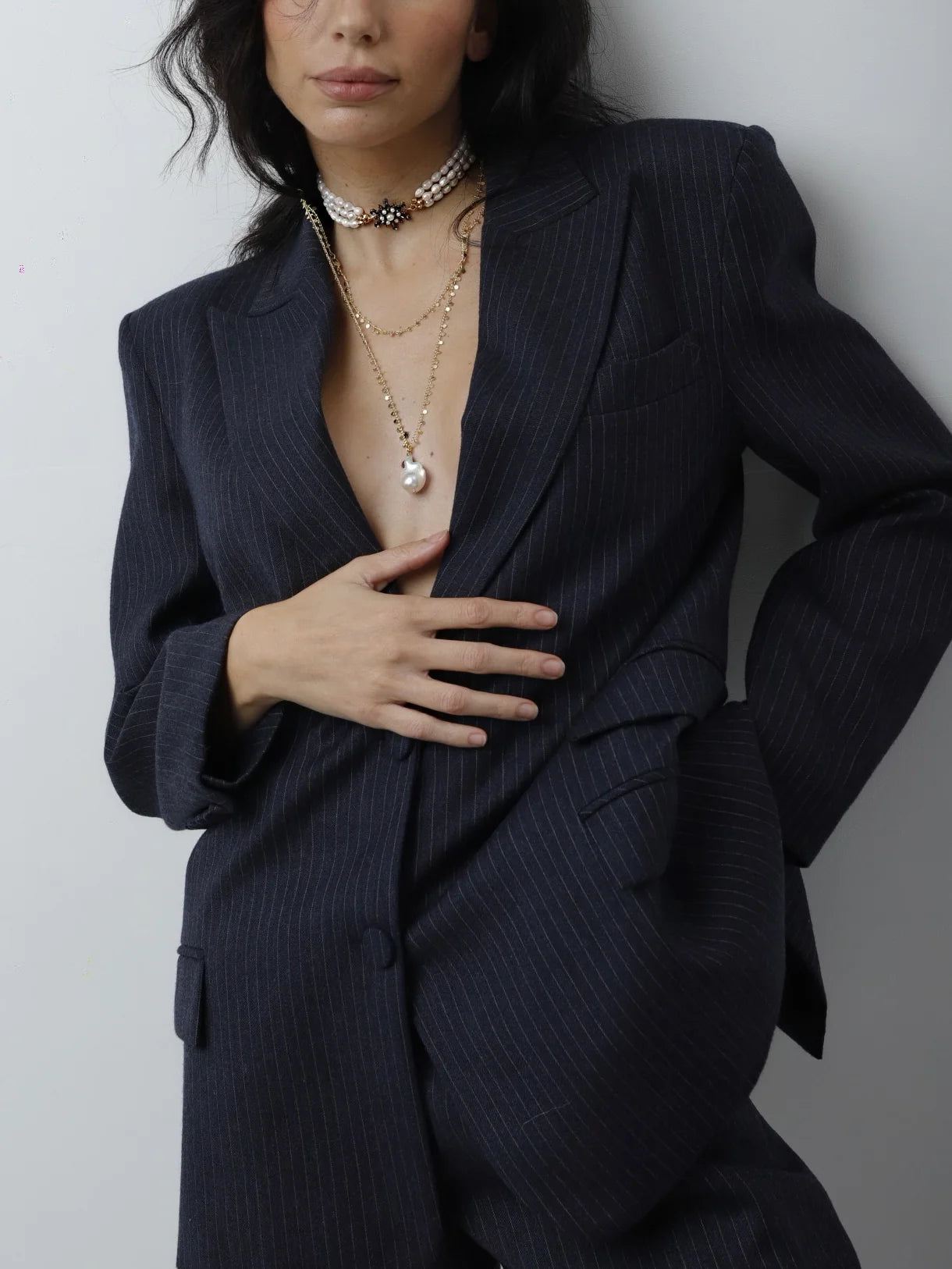 Choker Raíces Triplete de Perlas & Estrella Oscuro