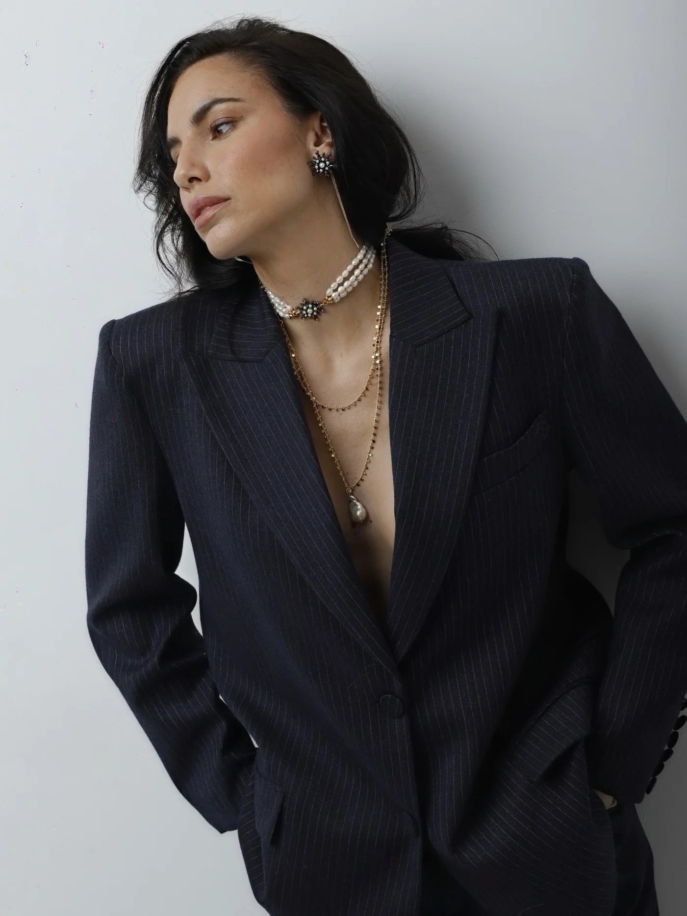 Choker Raíces Triplete de Perlas & Estrella Oscuro