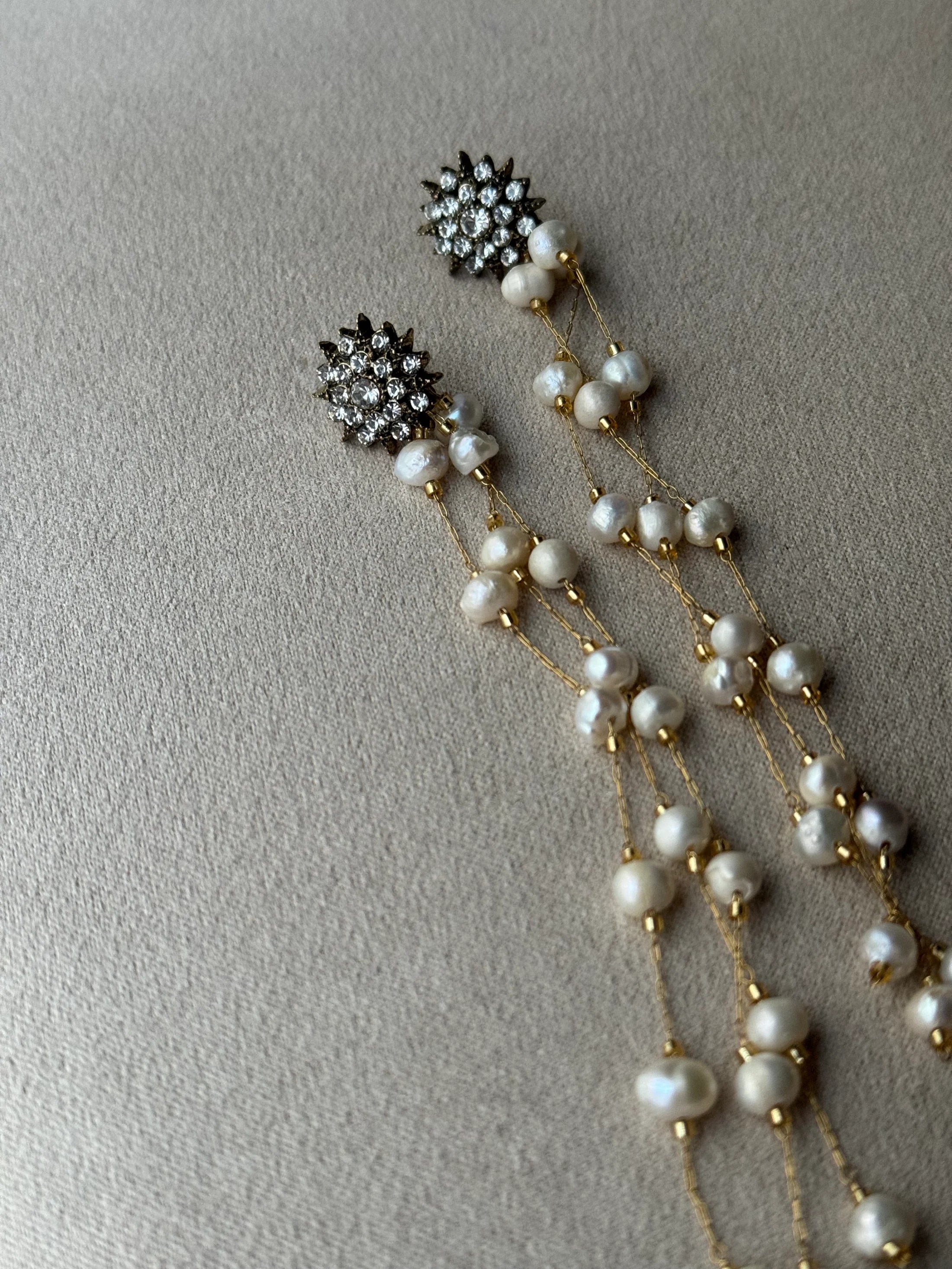 Pendientes Raíces "Lágrimas de Perlas" desmontables