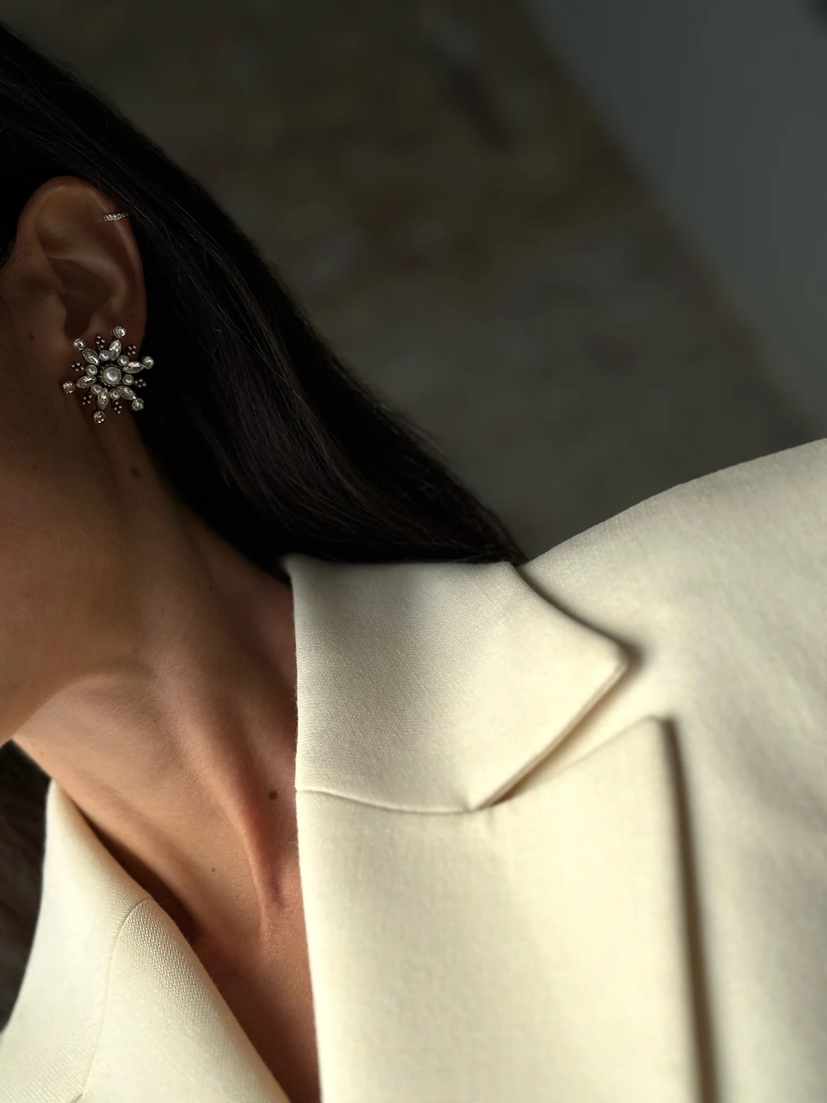 Pendientes RAÍCES Estrella Emperlada Desmontables Claro