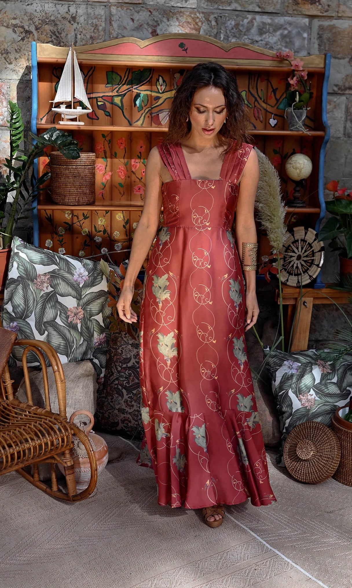 Vestido Sedas del Valle Burdeos