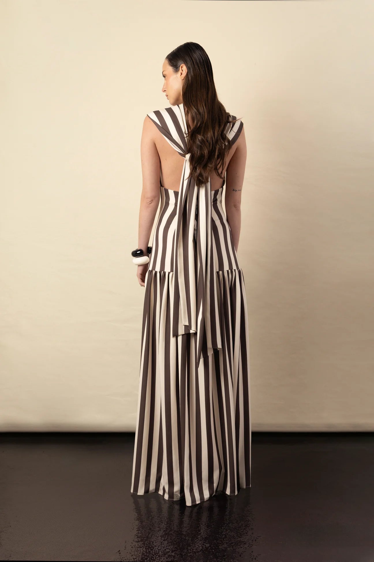 Vestido Violeta Rayas Marrón