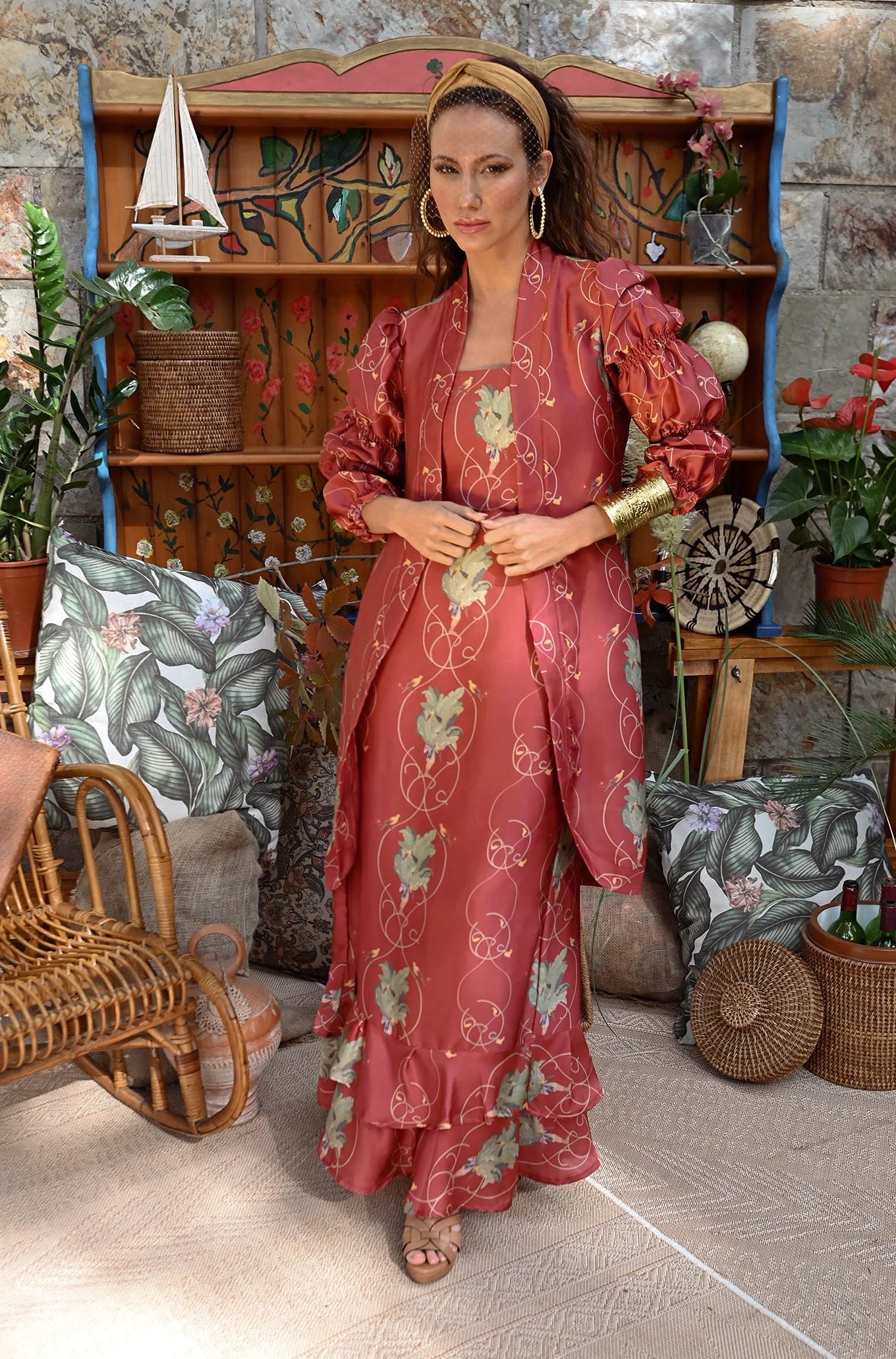 Kimono Susurro en las Alturas Burdeos