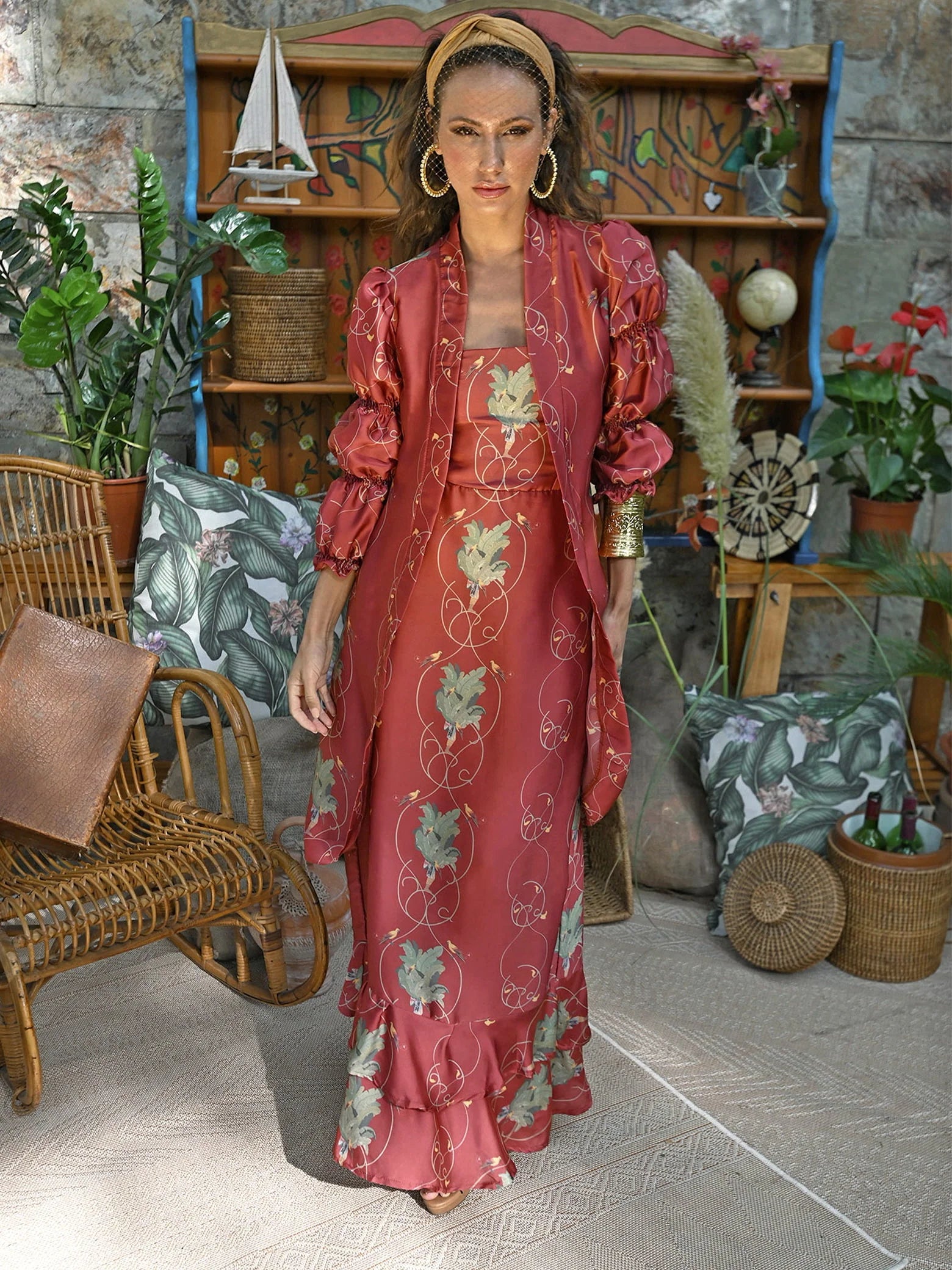 Kimono Susurro en las Alturas Burdeos