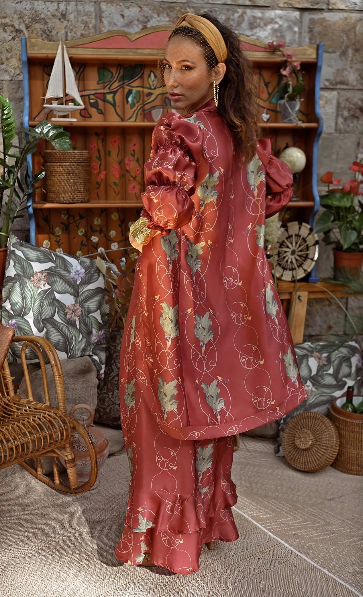 Kimono Susurro en las Alturas Burdeos