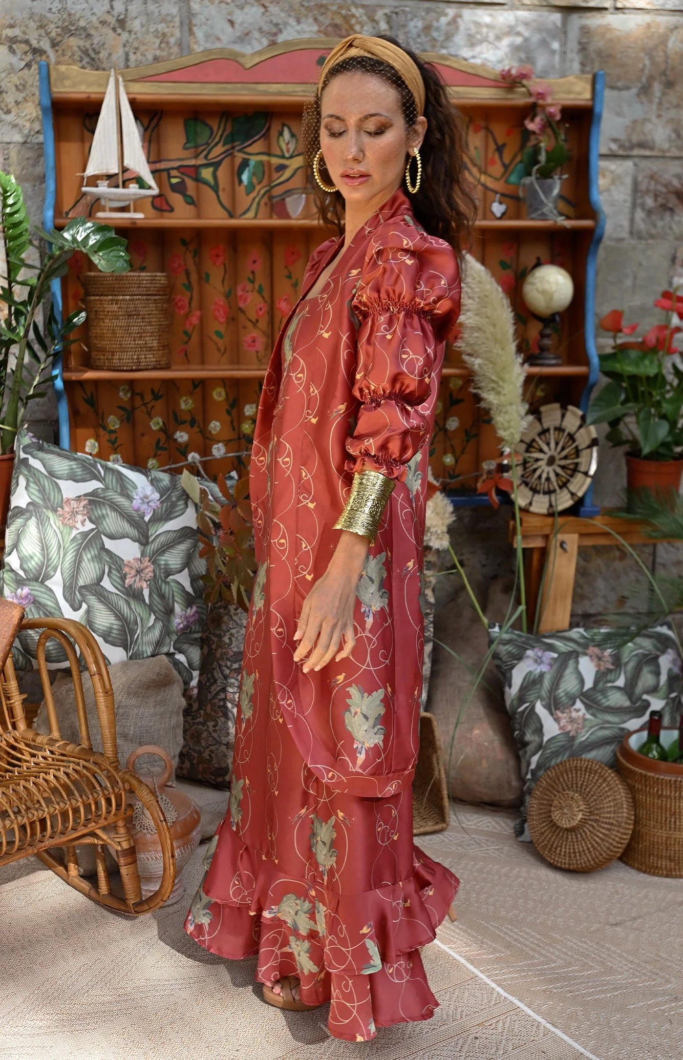Kimono Susurro en las Alturas Burdeos