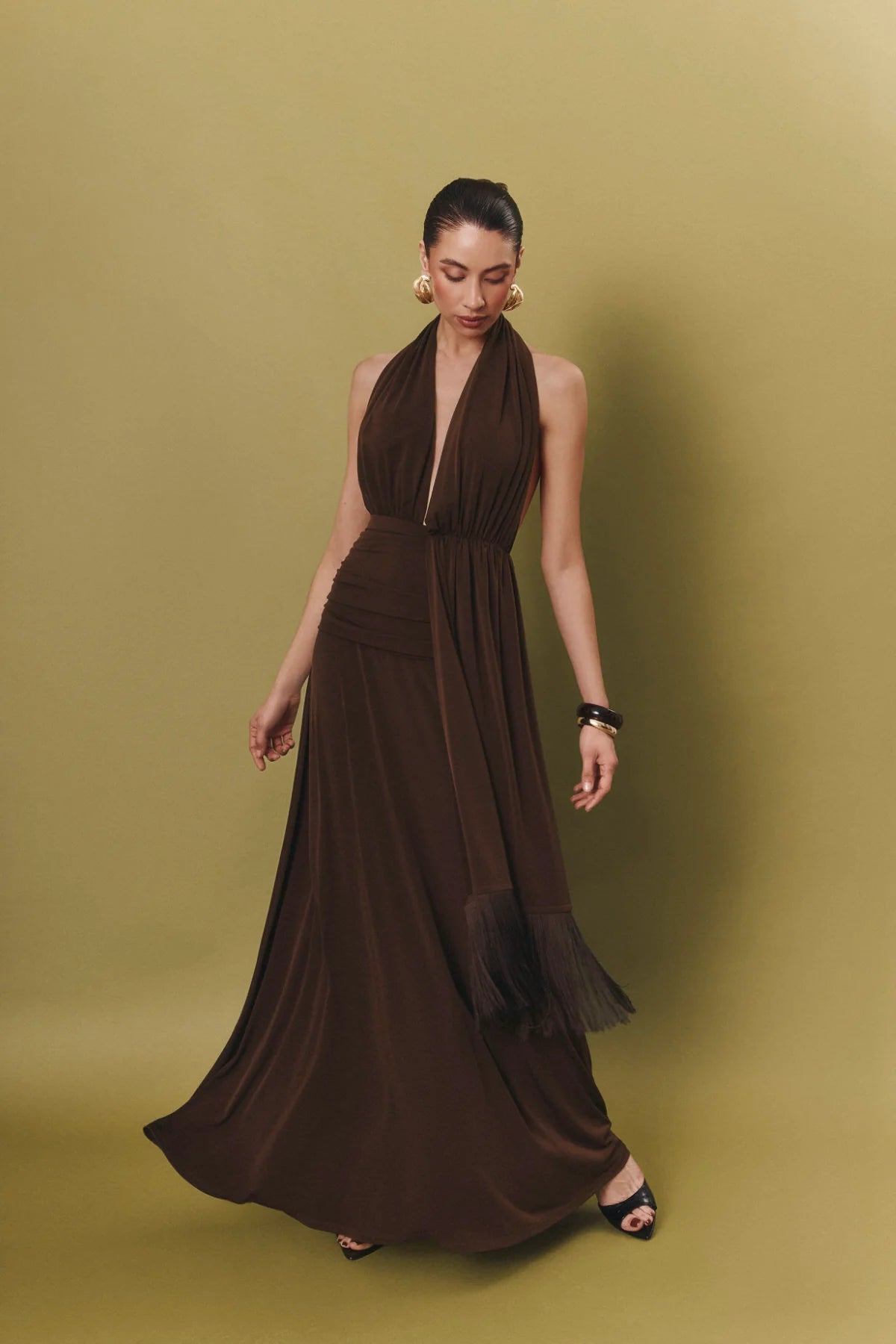Vestido Palmira Marrón Chocolate