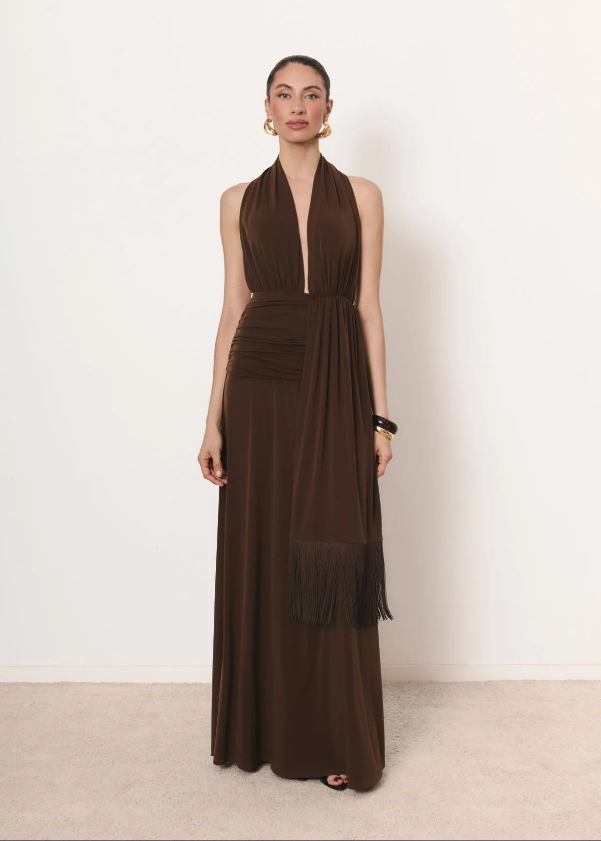 Vestido Palmira Marrón Chocolate