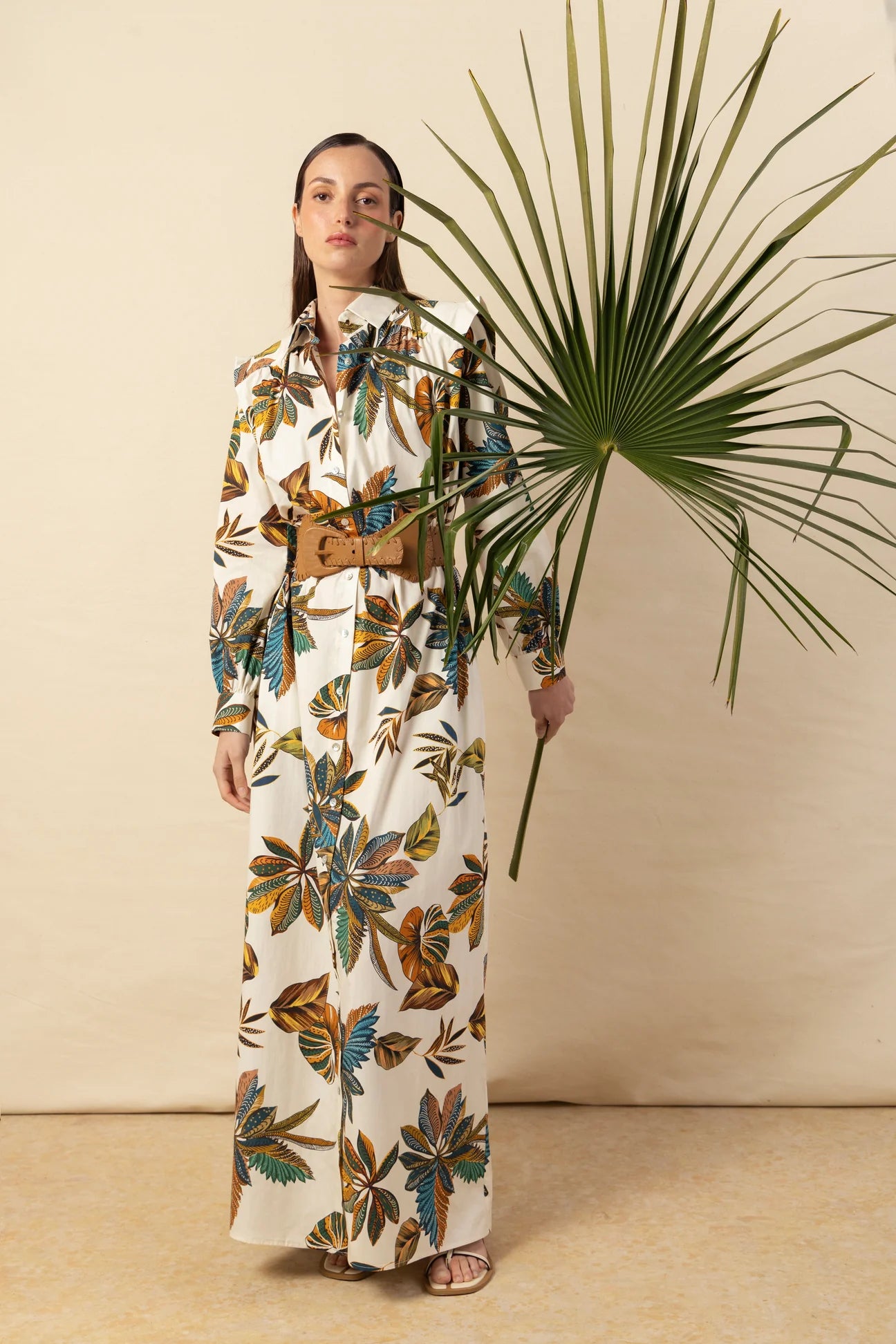 Vestido Kaftan Mariela Largo Palmeras