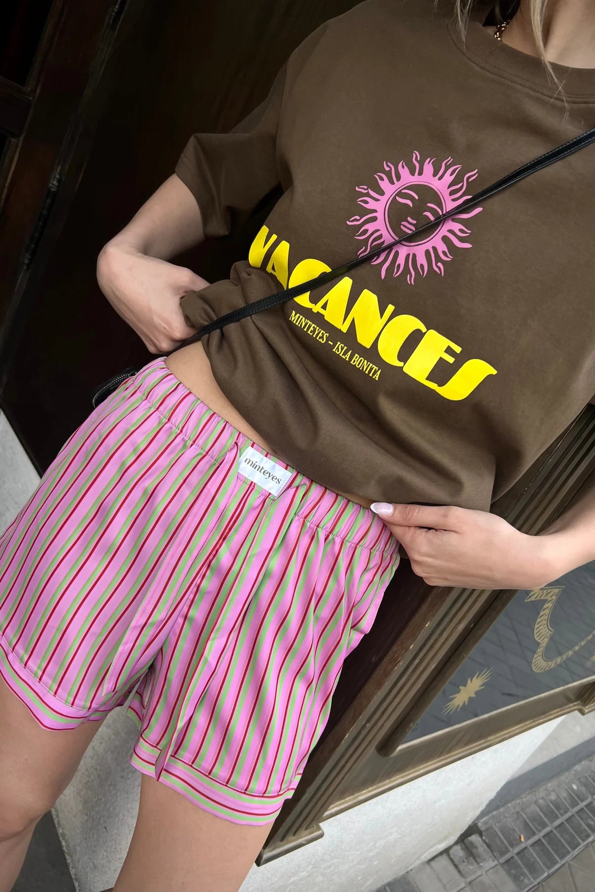 Alex Satin Short Pants Pink Stripes