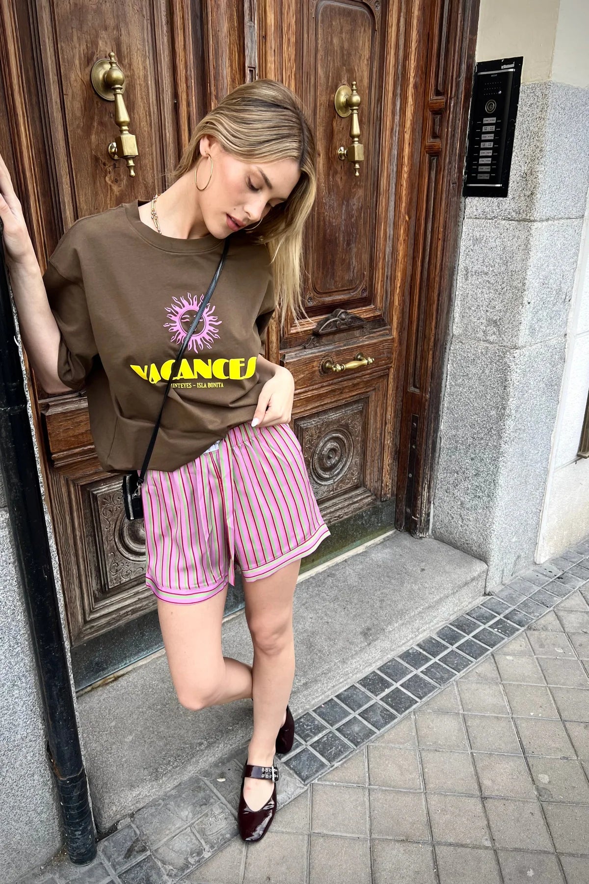Alex Satin Short Pants Pink Stripes