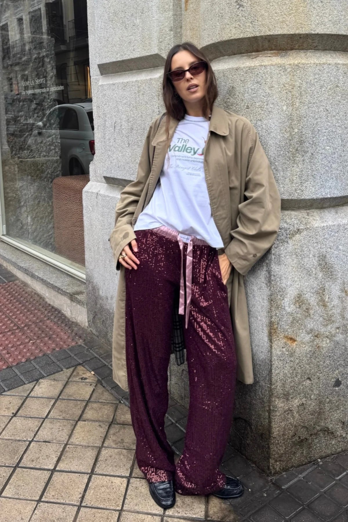 Rousse Pants Light Burgundy Sequins
