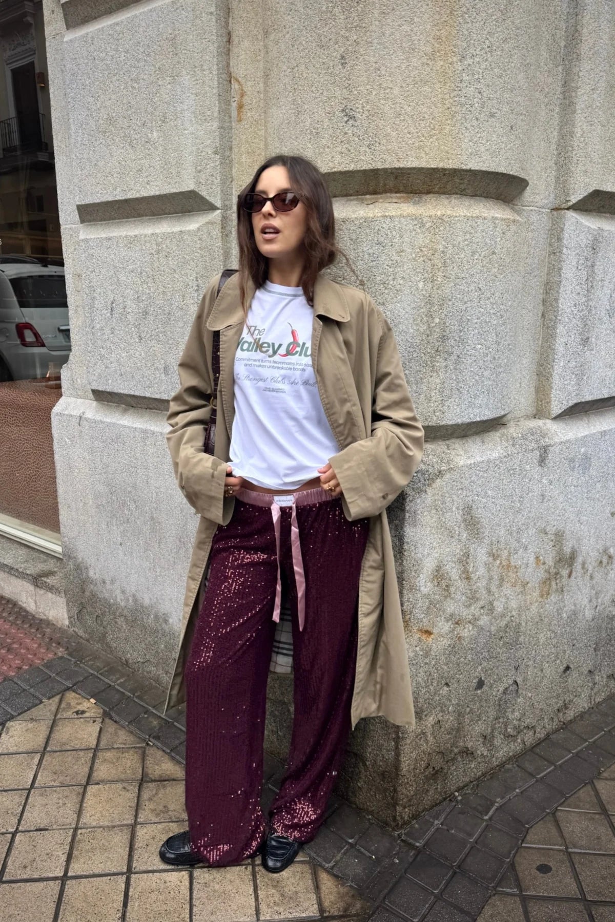 Rousse Pants Light Burgundy Sequins