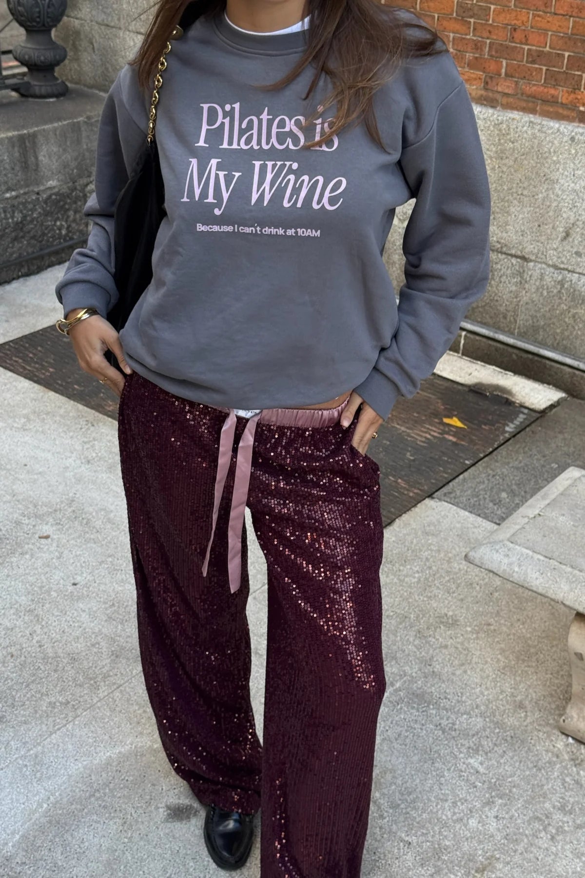 Rousse Pants Light Burgundy Sequins