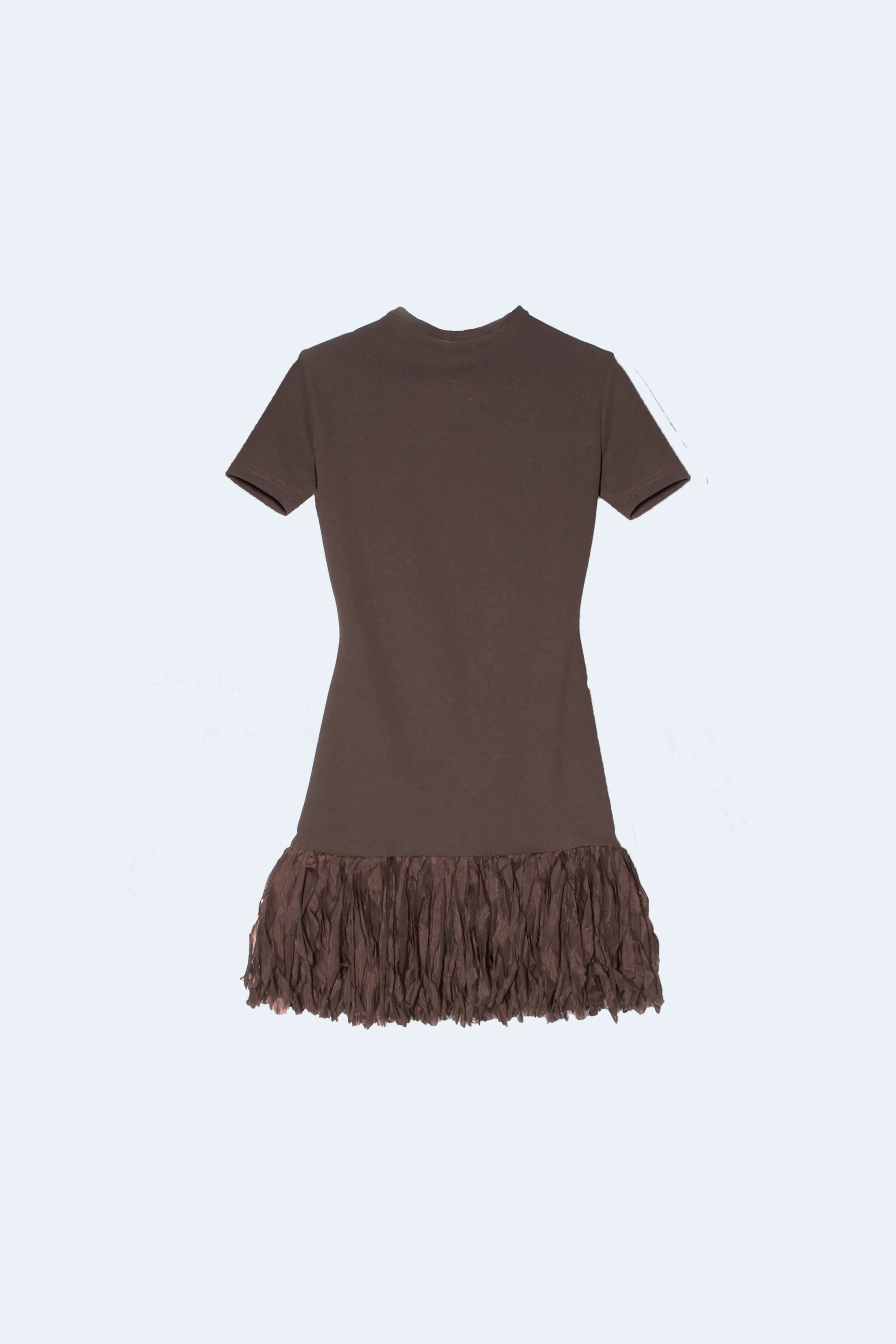 Minivestido Marrón Con Flecos De Seda