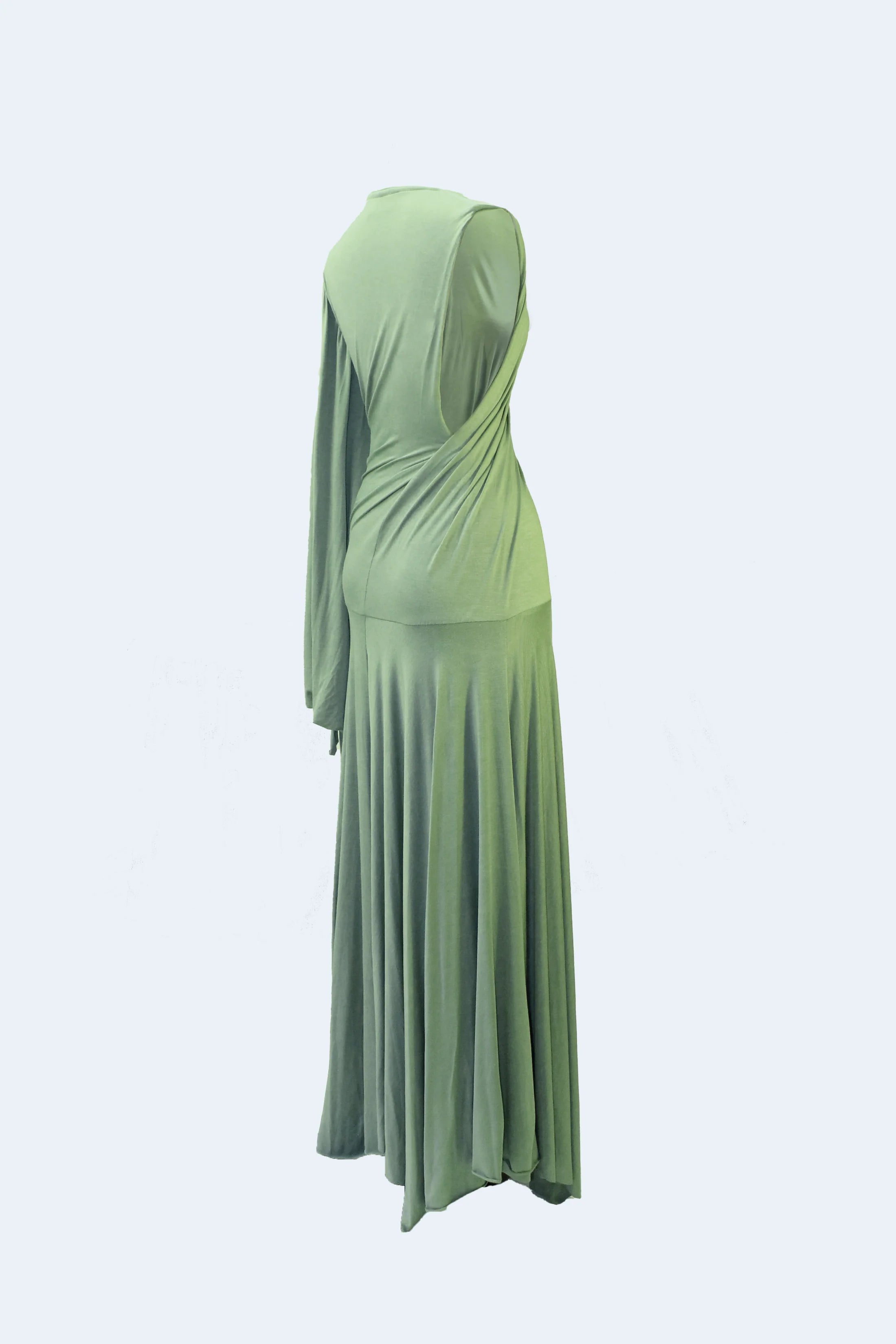 Vestido Largo de Punto Asimétrico Verde
