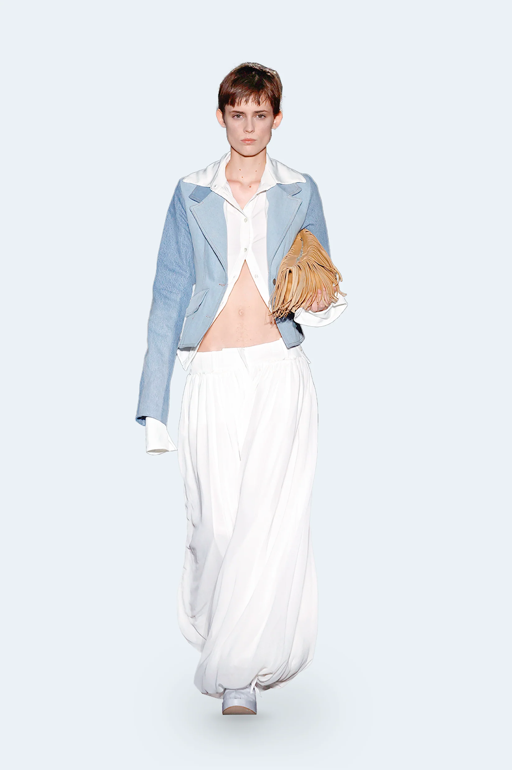 Pantalones Holgados de Gasa Blanca