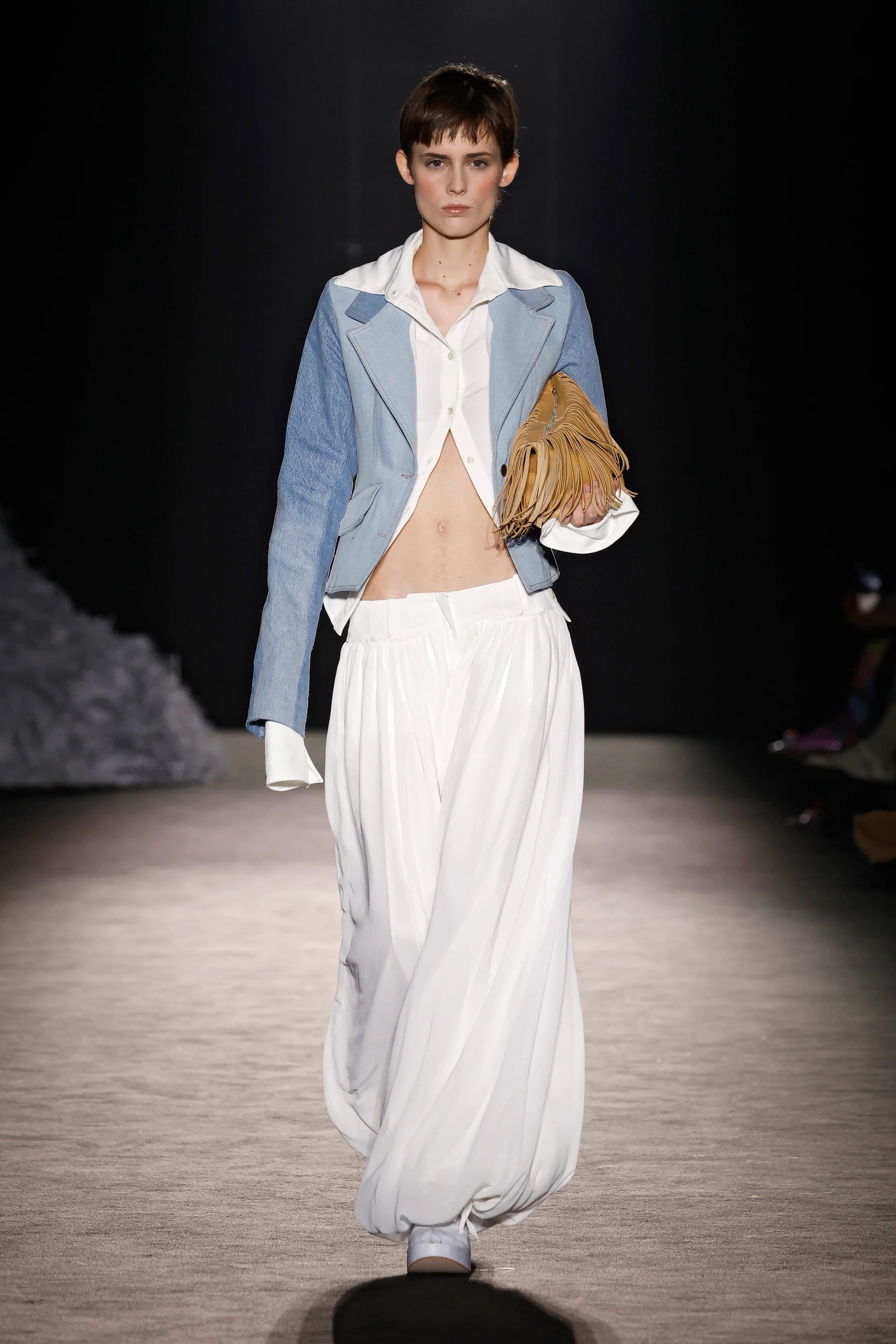 Pantalones Holgados de Gasa Blanca