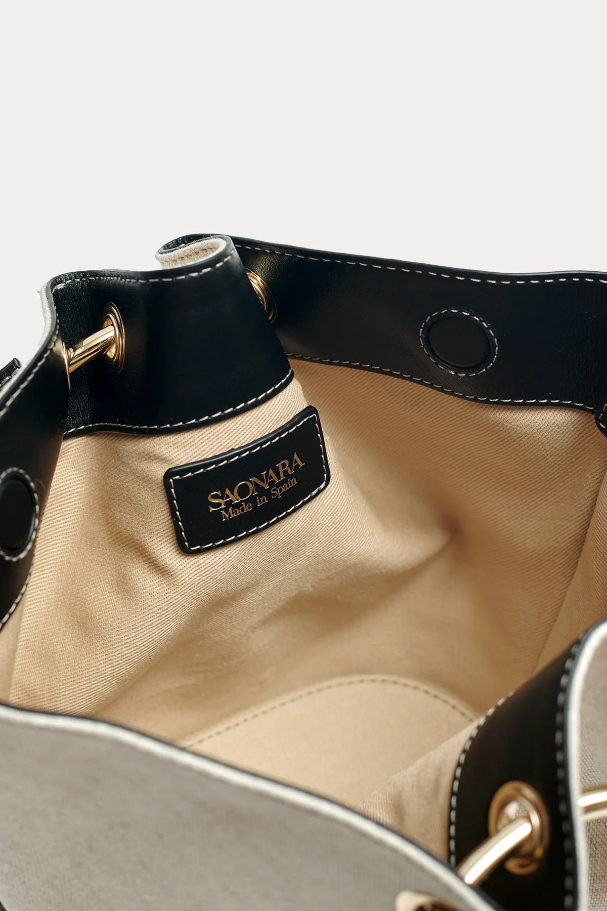 Mini Capazo Bag Lino/Black Piel