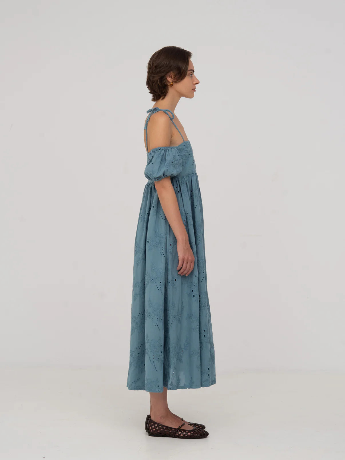 VERA EMBROIDERED BLUE MAXI DRESS