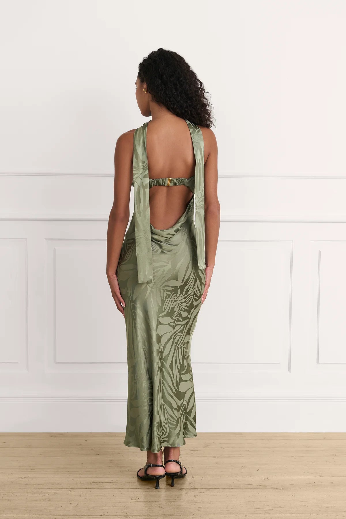 Vestido Creta Jacquard Verde Caqui
