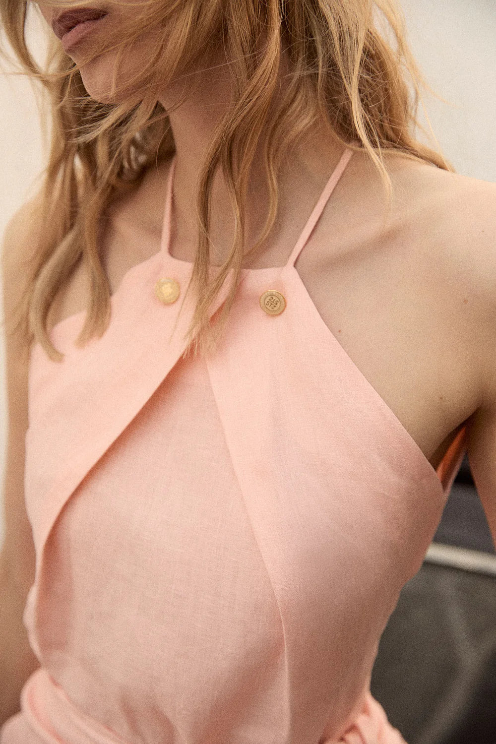 Vestido lino pareo Coral