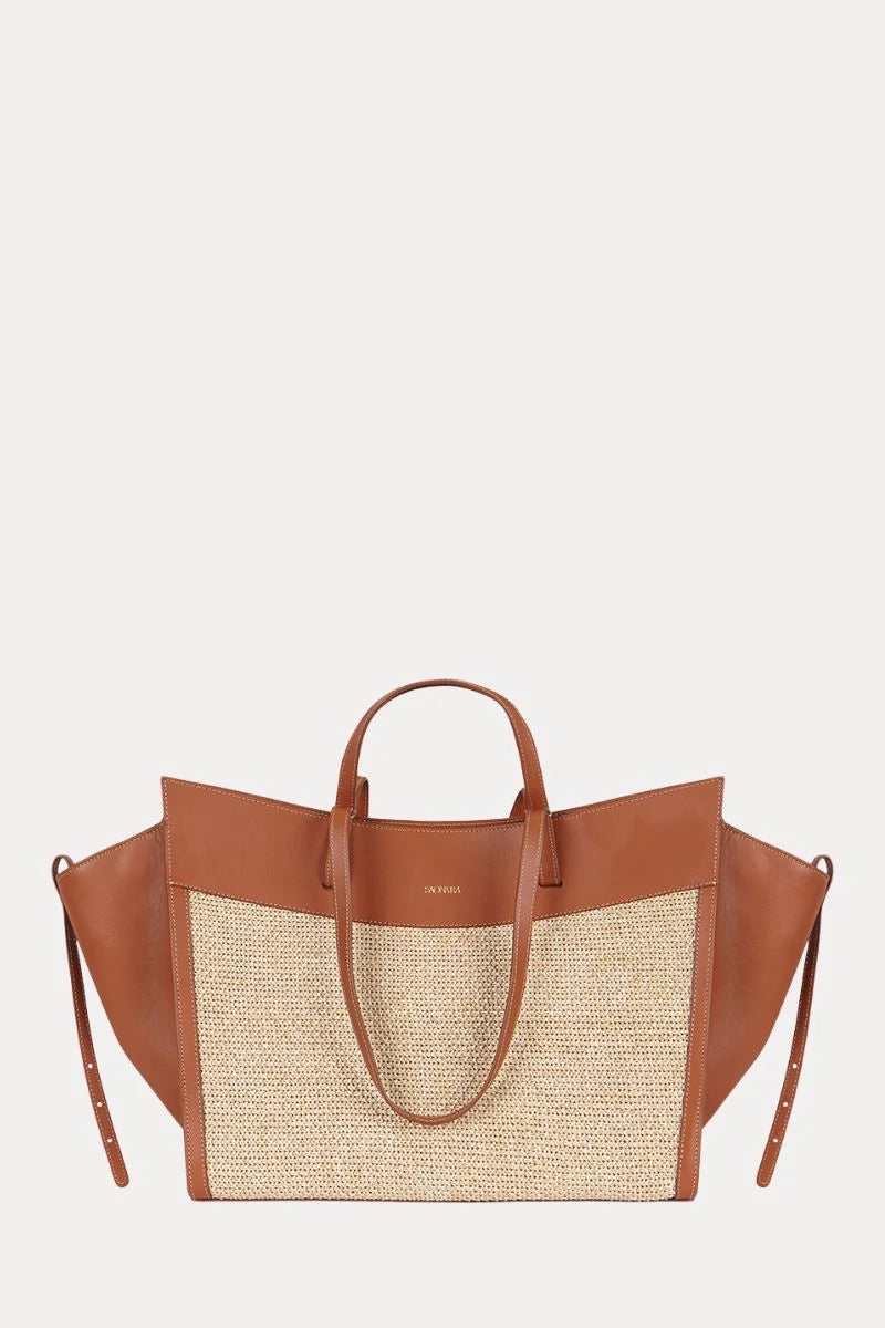 Shopping Bag Caramel Rafia/Piel