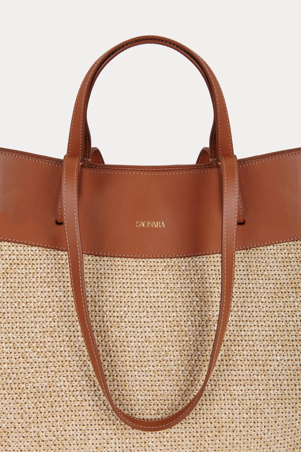 Shopping Bag Caramel Rafia/Piel