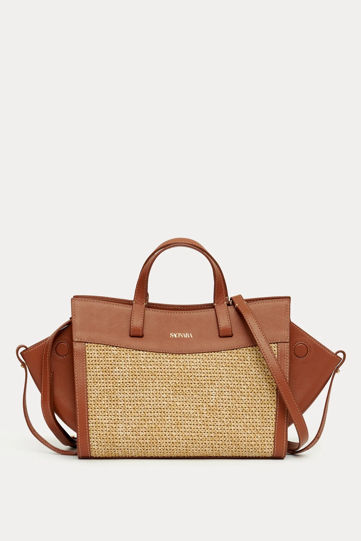 Mini Shopping Bag Rafia/Caramel Piel
