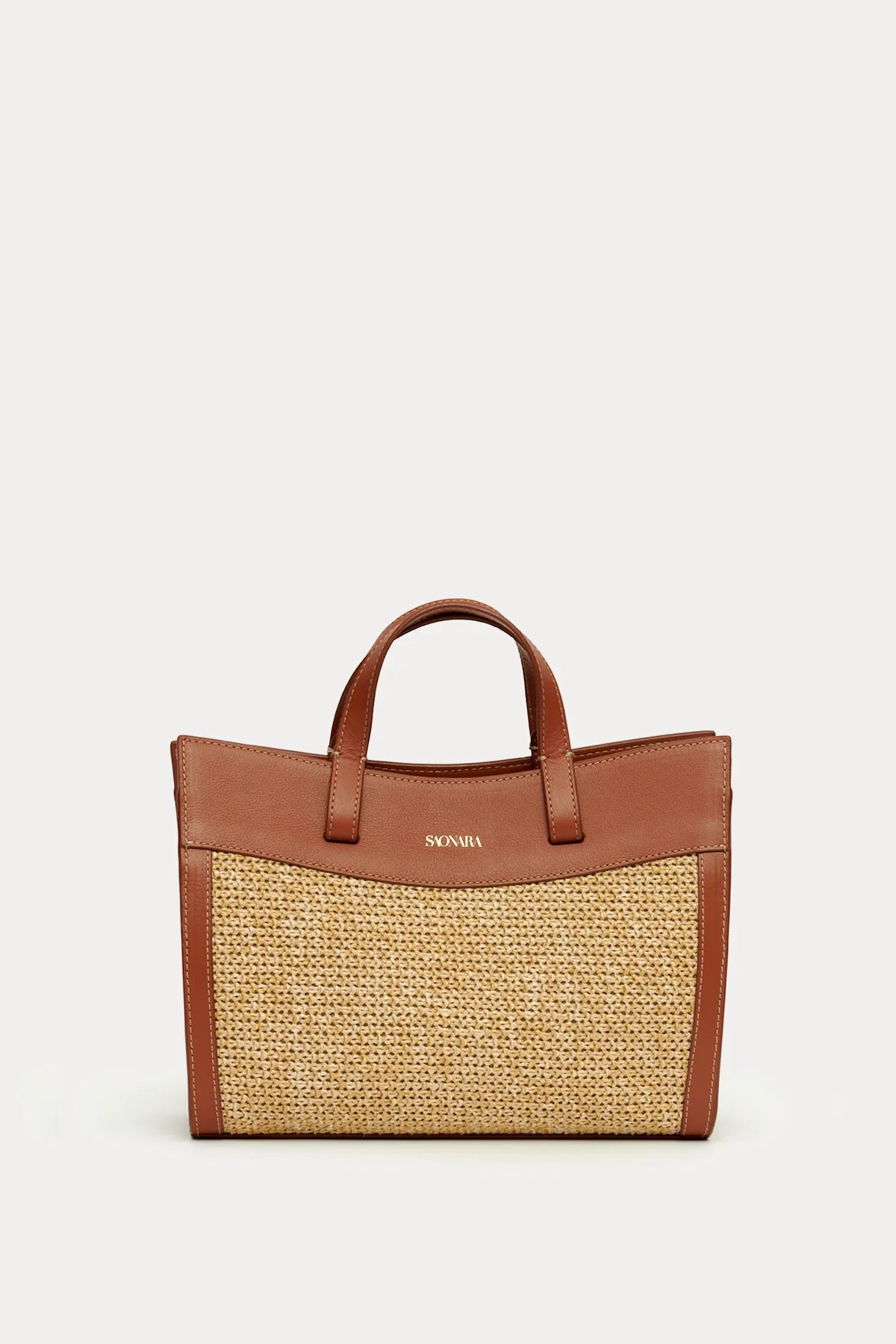 Mini Shopping Bag Rafia/Caramel Piel