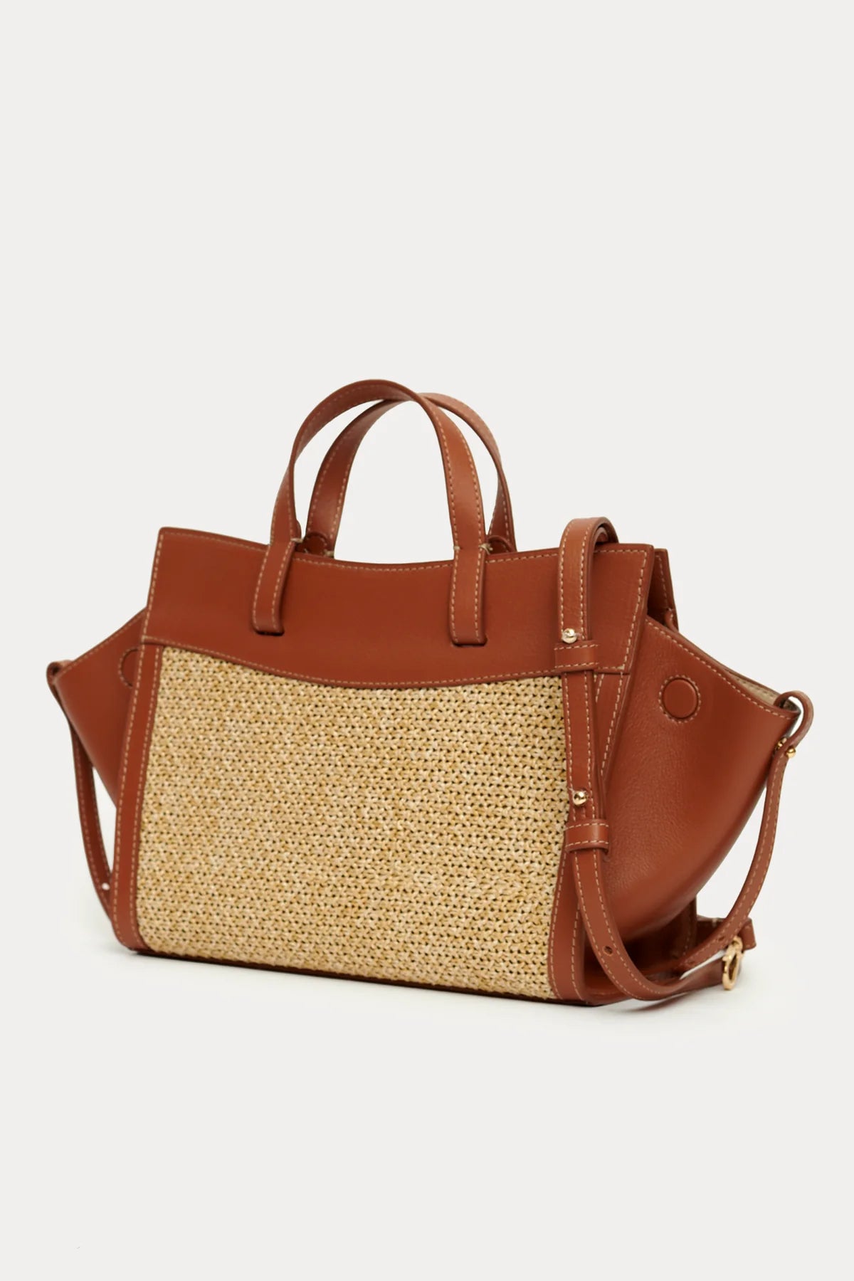 Mini Shopping Bag Rafia/Caramel Piel