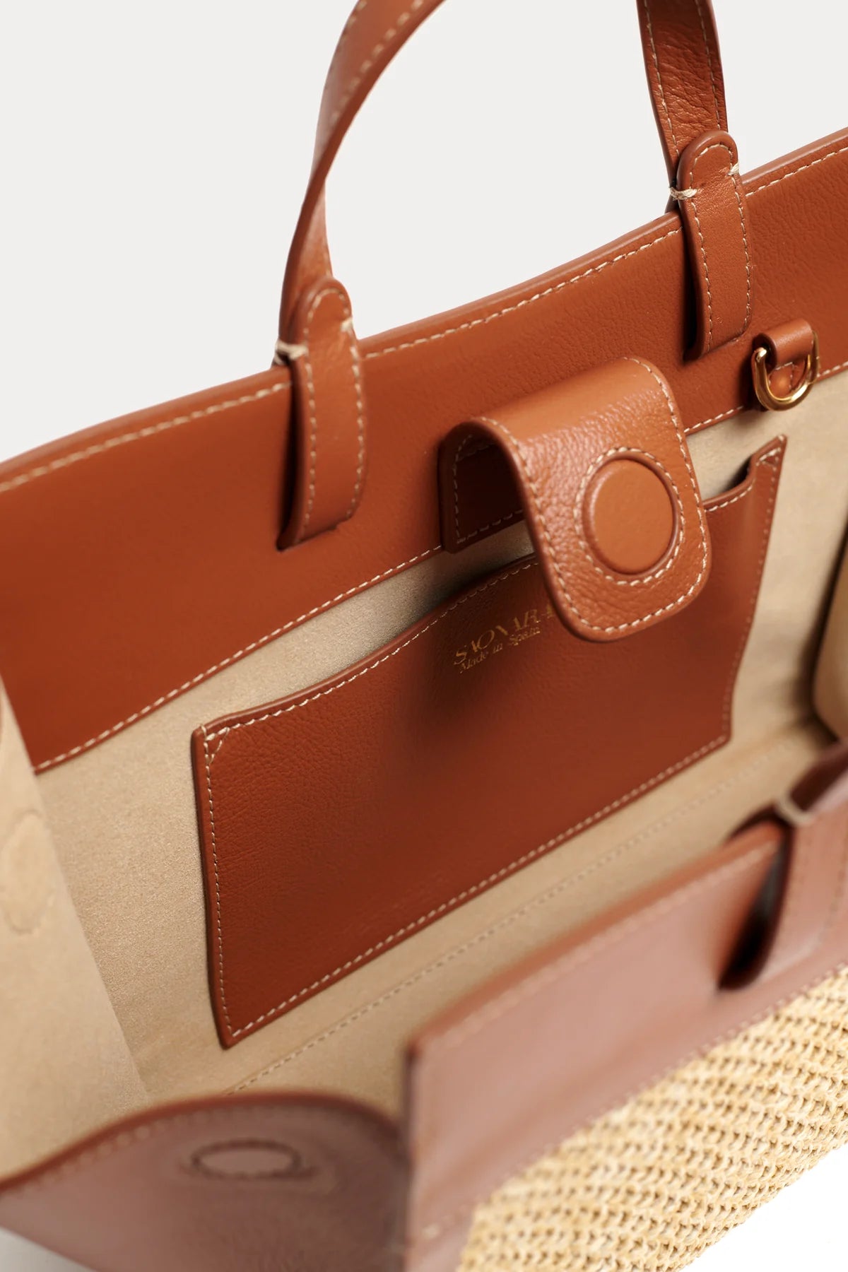 Mini Shopping Bag Rafia/Caramel Piel