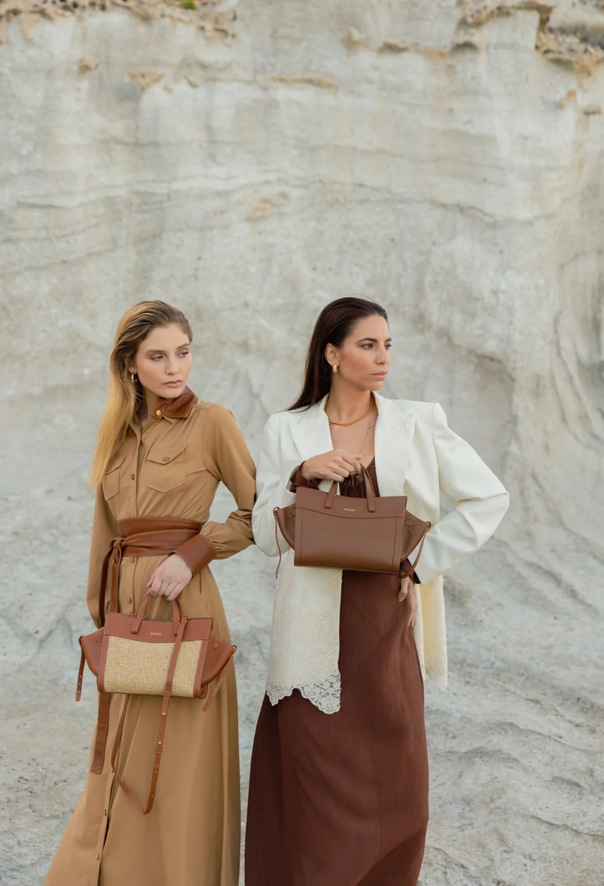 Mini Shopping Bag Rafia/Caramel Piel
