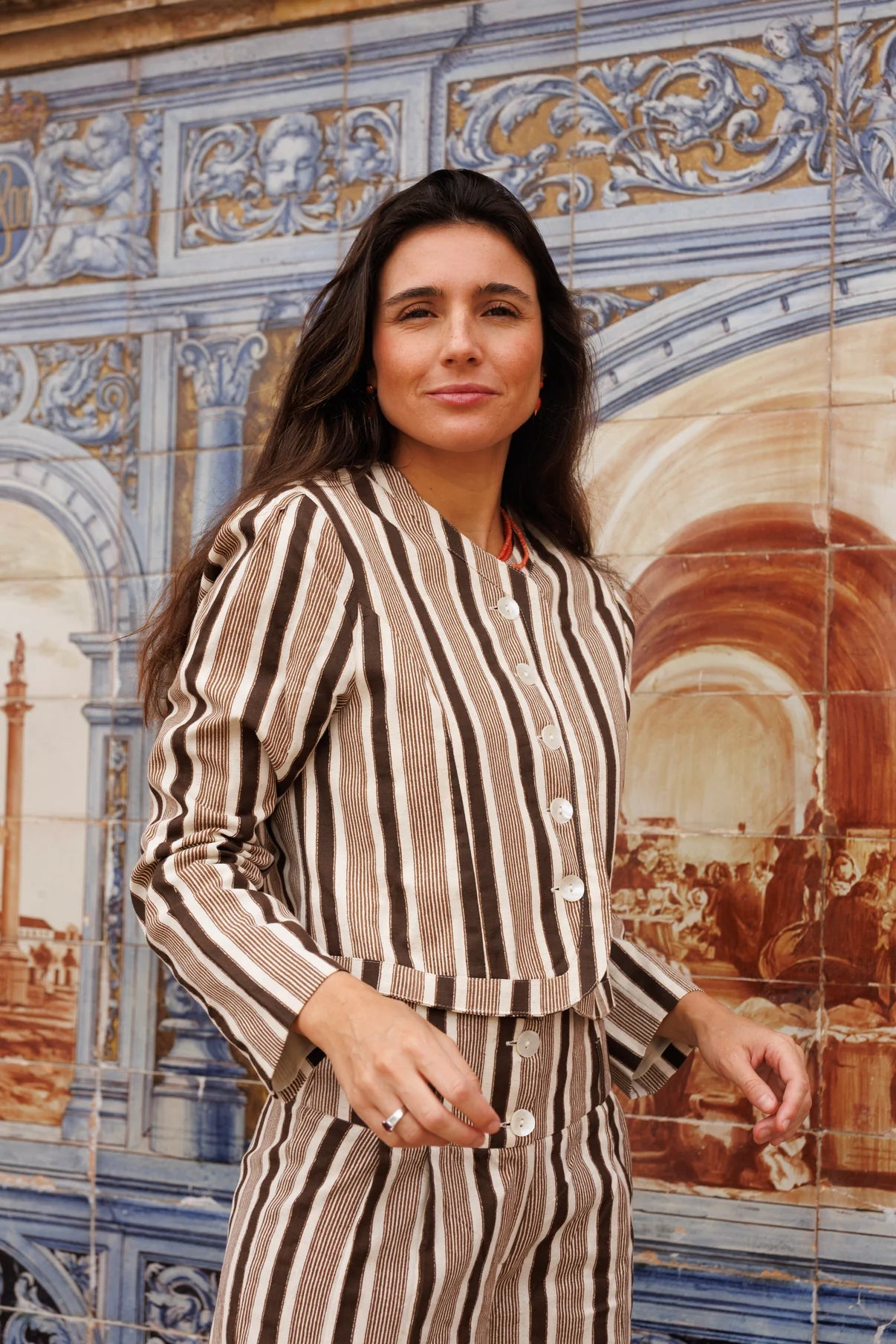 Chaqueta Rayas Marrón