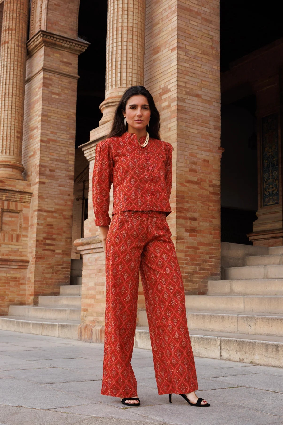 Pantalón Estampado Naranja