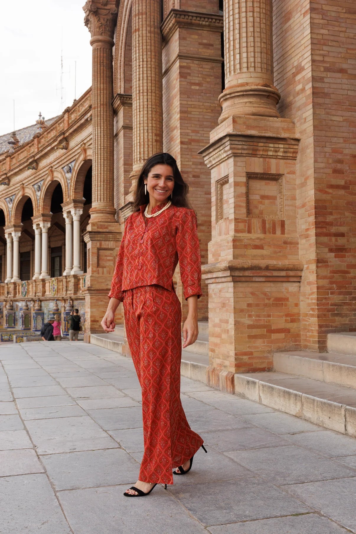 Pantalón Estampado Naranja