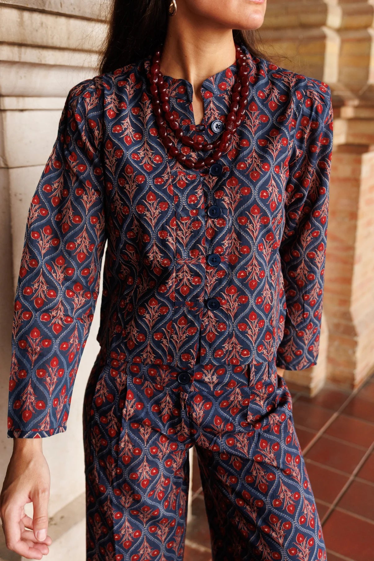 Chaqueta Estampada Azul