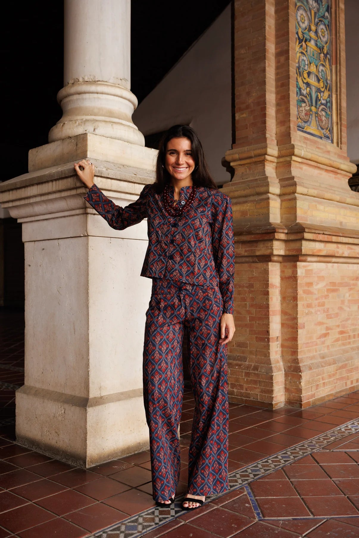 Chaqueta Estampada Azul