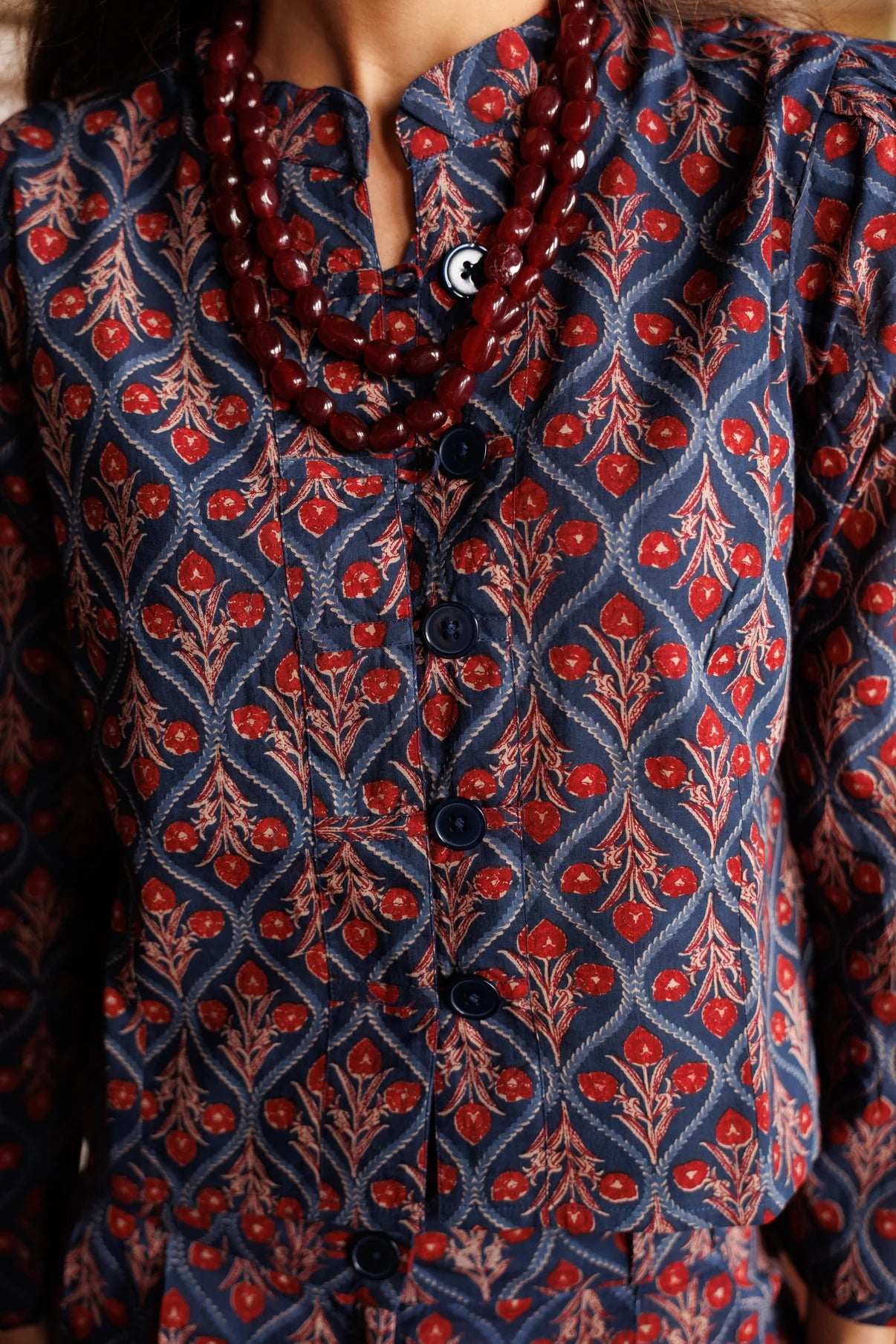 Chaqueta Estampada Azul