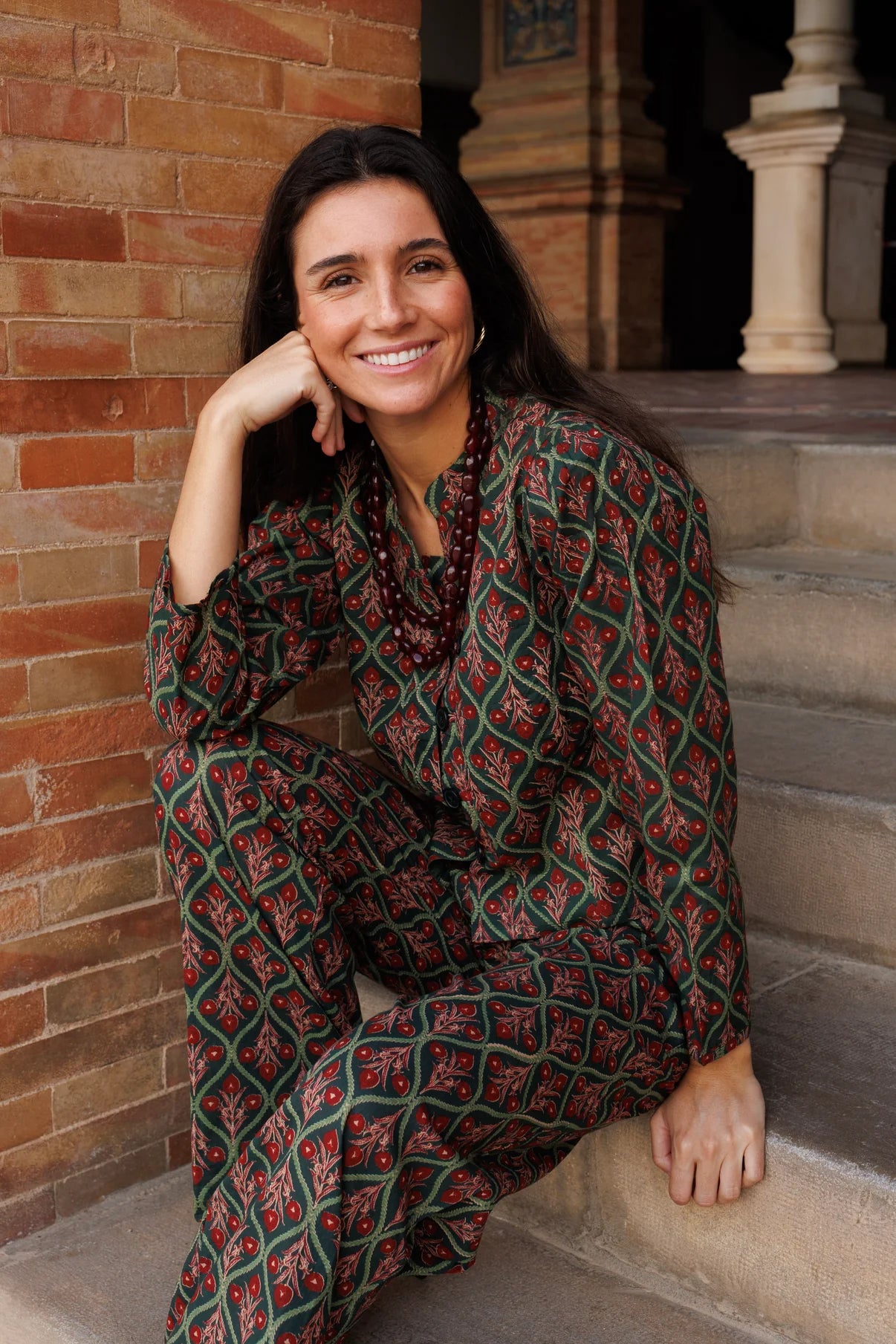 Chaqueta Estampada Verde