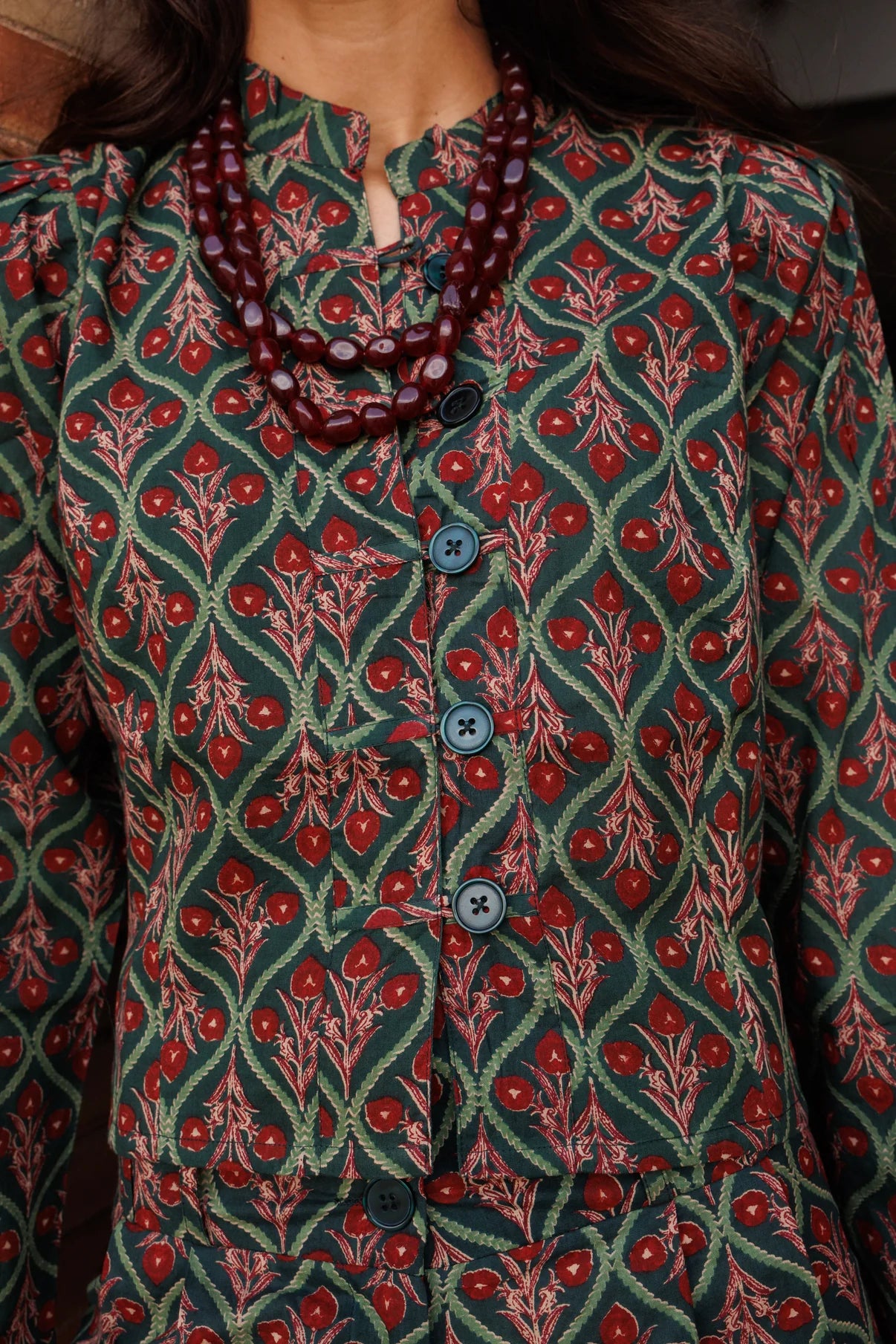 Chaqueta Estampada Verde