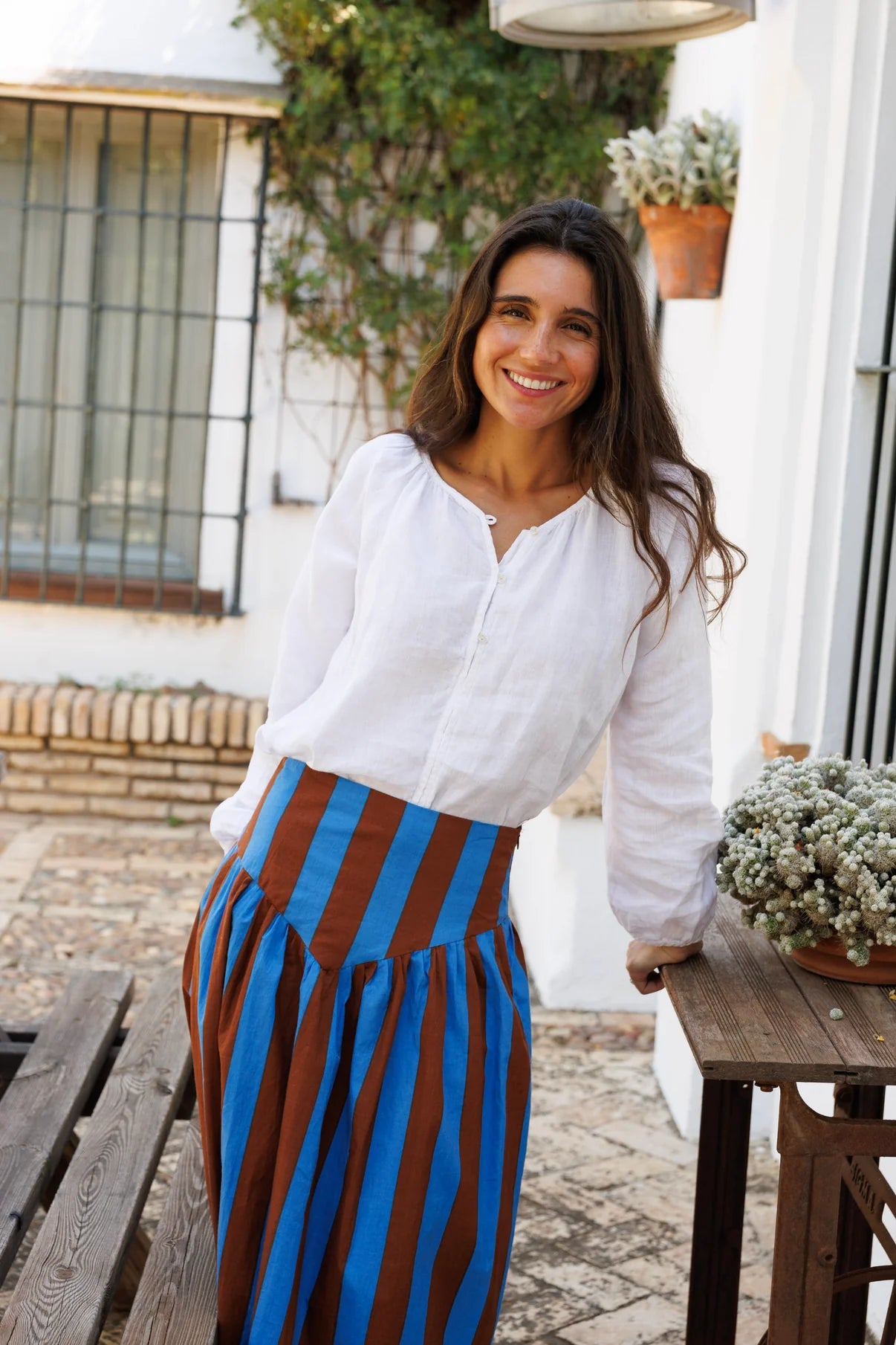 Falda Rayas Marrón y Azul