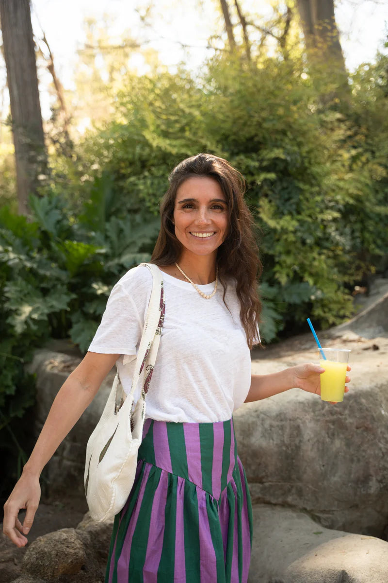 Falda Rayas Verde y Rosa